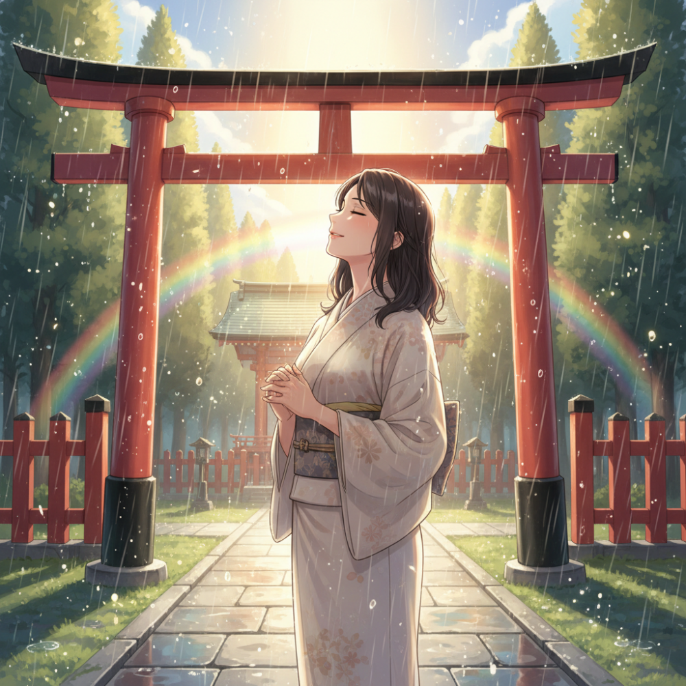 神社で天気雨に降られて、ふと神様の視線を感じた話